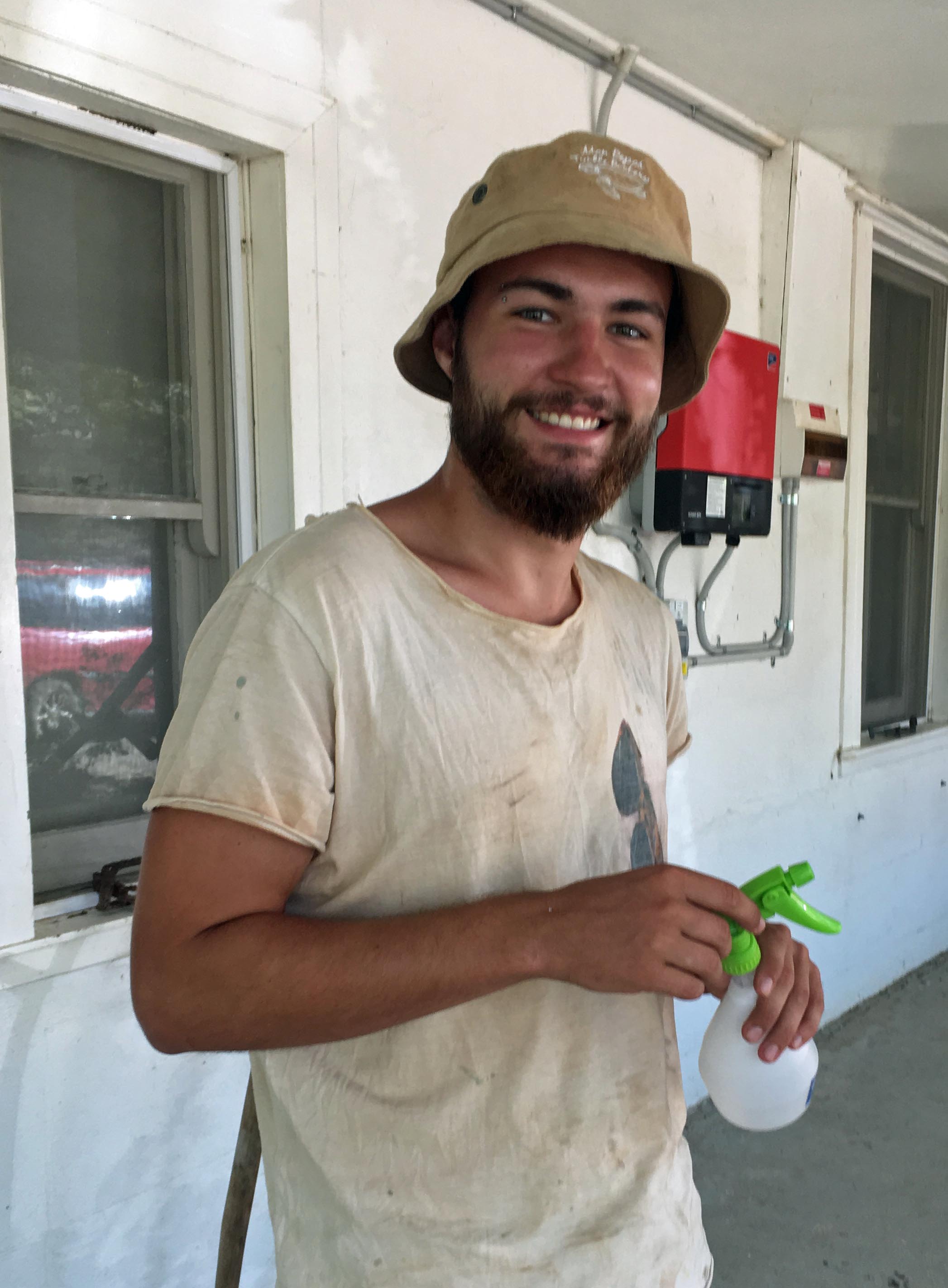 Fabian with spray bottle