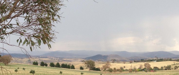 rain on Wombat range, view from Kaveney's road